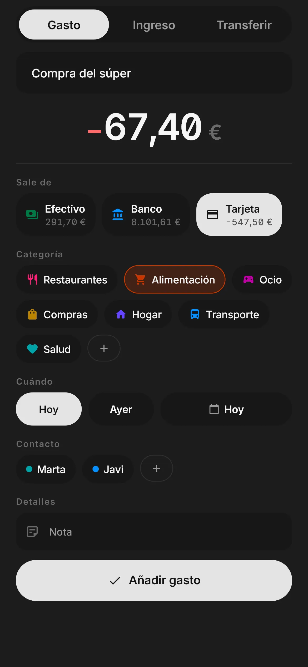 Apuntar la compra: cinco segundos