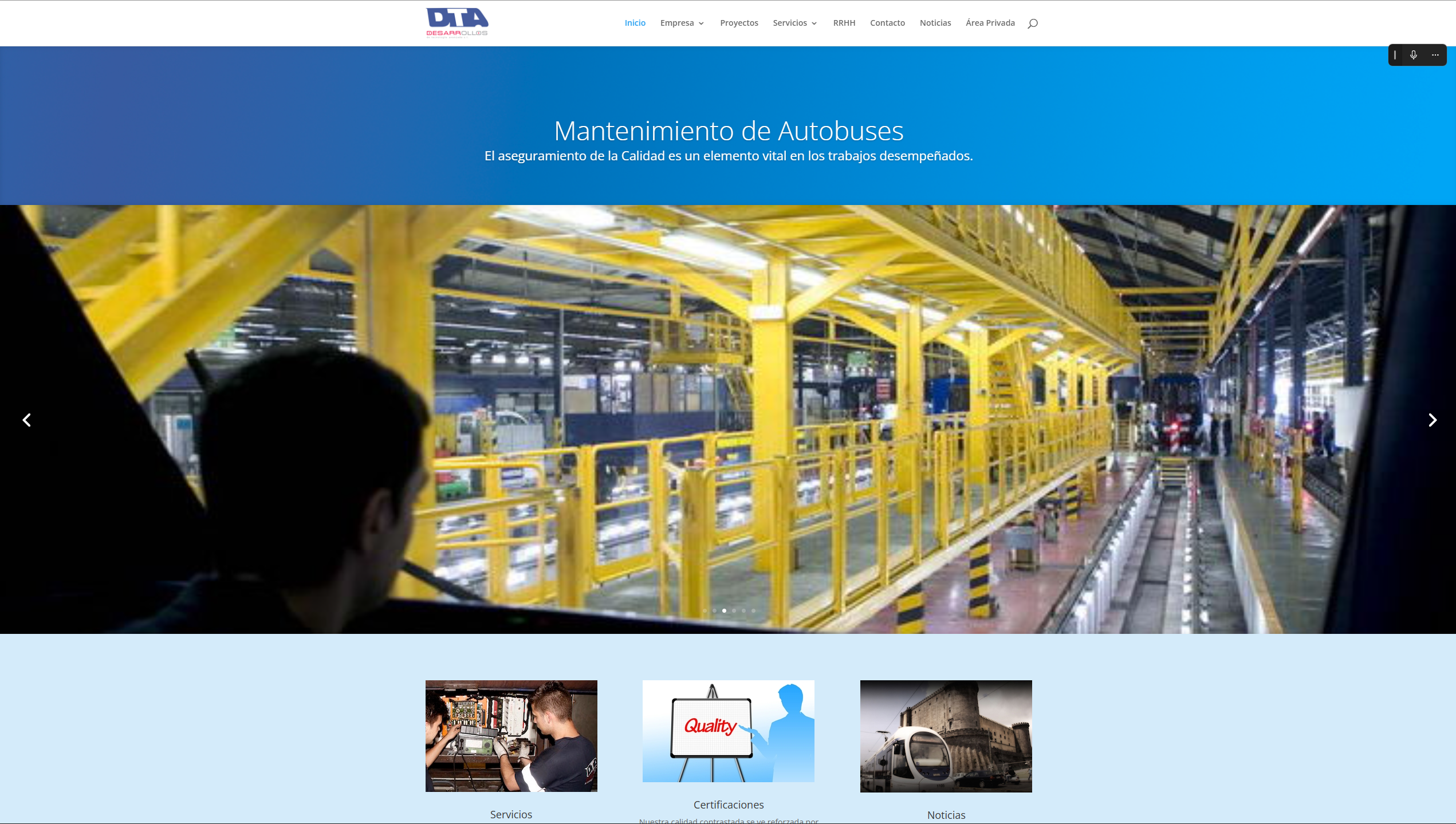 Web antigua antes del rediseño · sector ferroviario